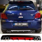 Peugeot 307 Difuzor Arka Tampon Eki 4 Egzoz Cikisli Kirmizi Lux Tip