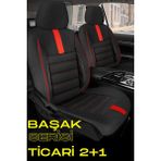 Peugeot 308 2007-2015 5 Kapı – Ticari Araç 2+1 Uyumlu Başak Serisi Koltuk Kılıfı – Siyah/kırmızı, Kolay Montaj - Siyah - Kırmızı