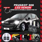 Peugeot 308 2008-2012 Uzun Far Uyumlu Şimşek Etkili Led Xenon Premium Series H1