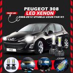 Peugeot 308 2008-2012 Uzun Far Uyumlu Şimşek Etkili Led Xenon Pro Series H1