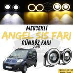 Peugeot Bipper 2008-2022 Uyumlu Üniversal Mercekli Angel Sis Farı Metal Su Geçirmez 76 Mm Sarı Halkalı Gündüz Farı Angel Eyes 2 Adet Şüscaroto Aksesuar