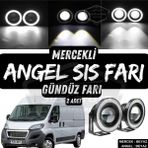 Peugeot Boxer Uyumlu Üniversal Mercekli Angel Sis Farı Metal Su Geçirmez 76 Mm Beyaz Halkalı Gündüz Farı Angel Eyes 2 Adet