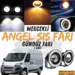 Peugeot Boxer Uyumlu Üniversal Mercekli Angel Sis Farı Metal Su Geçirmez 76 Mm Turuncu Halkalı Gündüz Farı Angel Eyes 2 Adet
