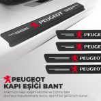 Peugeot Logolu Karbon Kapı Eşiği Koruyucu Bant Folyo 4'lü Set