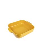 PEUGEOT - Seramik kare fırın kabı - 36 cm (saplar dahil) x 31 cm x 8,2 cm - Kapasite: 5,4 l - 10 yıl garanti - Fransa'da üretilmiştir - Safran sarısı