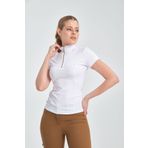 PEUR RIDER SHOP Beyaz Renk Kısa Kollu Fermuarlı Kadın Binici T-shirt