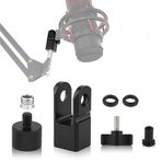 PEUTIER Hyperx Quadcast için 3/8 "veya 1/4" Vida Adaptörü ve Somunlu Mikrofon Montaj Adaptörü, HyperX QuadCast Mikrofon Standı ve Bom Kolu ile Çalışır (Siyah)