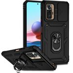 PEYINK Xiaomi için Redmi Note 10 10S Kılıf Araç Tutucu Halka Telefon Kılıfı Redmi Note 10 Pro Max Note10 S Slayt Kamera Zırhı Arka Kapak, Siyah, Redmi Note10 Pro Max için