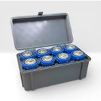 Peynir3D 8'li D Tip Pil Saklama Kutusu - Sandık Tasarım Dekoratif Organizer (Gri) - 1 Adet