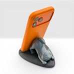Peynir3D Kedi Tasarımlı Telefon & Tablet Tutucu Stand – Masaüstü Dekoratif Stand - Gri
