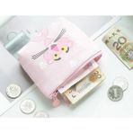 Peywest Pink Panther Kore Tarzı Mini 12Cmx10Cm Bozuk Para Cüzdanı Fermuarlı Küçük Kadın Cüzdanı - Pembe - CUTE