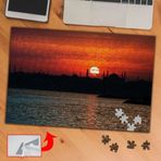 PF82 Kızıl Gökyüzü Cami Silüeti 240 Parça Puzzle Yapboz Tablo