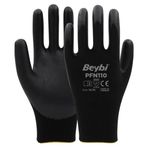 Pfn110 9 Beden Siyah Polyester Örgü Üzeri ½ Köpük Nitril Kaplı Eldiven 12li Paket En388 (3131x)