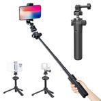 PGYTECH OSMO Action 4/3 için CapLock Uzatma Direği Tripod, Gopro Hero 12/11/10/9, OSMO Pocket 3/2, Insta ONE RS/R/X3, XiaoYi, Feiyu Aksiyon Kameraları için 1/4"-20 Dişli Adaptörlü