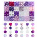PH PandaHall 10 mm 24 renk lila cam boncuk 240 adet yuvarlak gevşek inciler kristal bileklik boncuklar kırık boncuklar cadılar bayramı Noel arkadaşlık bilezikleri küpe kolye takı yapımı için
