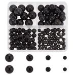 PH PandaHall 130 adet 4 farklı boyutta siyah doğal obsidiyen inciler 4/6/8/10 mm yuvarlak taş boncuklar doğal değerli taş boncuklar gevşek mesafe boncukları bilezik ve kolye takı üretimi için