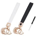 PH PandaHall 2 set anahtarlık, bileklik, anahtarlık, poliüretan deri, anahtarlık, erkekler ve kadınlar için, cüzdan, 19,5 cm, Altın, 19.5cm