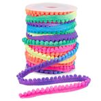 PH PandaHall 22,8 m Gökkuşağı Pompon Trim, Top saçak süsleme, 11 mm geniş dantel şerit, dikiş için 4 mm ponponlu perde, yastık, giyim el sanatları için