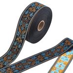 PH PandaHall 25 m 4 cm Vintage Jakarlı Bant Siyah Jakarlı Süsleme Çiçek İşlemeli Bant Çiçek Dokuma Şerit Etnik Bantlar Dikiş Kıyafet Çanta Perde Süsleme Dekorasyon