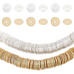 PH PandaHall 300 adet Heishi Spacer Boncuk 6 mm Pirinç Disk Boncuk Altın Gümüş Düz Yuvarlak Paspayı Uzun Ömürlü Kaplama Pirinç Gevşek Boncuk Kil Boncuk İstiflenebilir Kolye Bilezik Takı Yapımı
