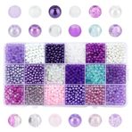 PH PandaHall 3600 Adet 4 mm Lila Cam Boncuk 18 Renk Yuvarlak Gevşek İnci Tohum İnciler Kristal Boncuklar Cadılar Bayramı Noel Arkadaşlık Bileklikleri Kolye Takı