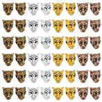 PH PandaHall 4 renk leopar kafa boncuğu 100 adet hayvan bileklik inciler Tibet tarzı alaşım inci gevşek metal ara parçalar erkekler için yazlık bileklik kolye küpe anahtarlık, 10 x 9 x 7 mm