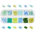 PH PandaHall 480 Adet 12 Renk Yarım Tila İnci Yeşil 2 Delikli Rocailles Boncuk 5x2mm Düz Kare El İşi Boncukları Japon Gevşek Cam Boncuklar İstiflenebilir Takı Arkadaşlık Bilekliği