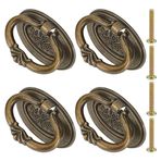 PH PandaHall 4'lü paket antik çekmece kulpları, oval çekmece kulpları, komodin için, 68 mm, vintage dolap, komodin, makyaj masası, dolap, elbise dolabı için, antik bronz