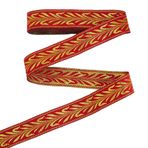 PH PandaHall 7 m etnik tarzda jakarlı bant 25 mm yaprak altın renkli şerit vintage renkli şerit embridered dokuma bant kumaş süsleme püskülleri DIY giyim aksesuarları için, dikiş, el yapımı çanta