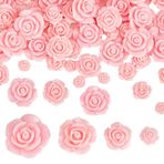 PH PandaHall 80 adet 4 farklı boyutta suni reçine kabason gül, kamelya çiçeği, kamelya çiçeği, deliksiz reçine, gül, boncuk, çiçek süsleri, takı üretimi için, saç klipsi, kendin yap el işi,