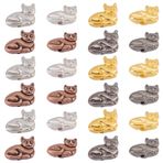 PH PandaHall 80 adet kedi mesafe tutucu boncuk, 4 renk, Tibet antik takı, inciler, alaşım, hayvan şekilli inci aksesuar seti, bileklik, kolye, küpe, takı üretimi için, 11MM, Metal, Değerli taş
