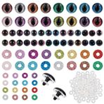 PH PandaHall 96'lı set parlak güvenlik gözleri renkli payetler-kedi gözü seti 16 renk tığ hayvan gözü pullu plastik amigurumi kedi gözleri pelüş hayvanlar için kendin yap el işi 10 mm 16 mm