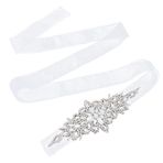 PH PandaHall Beyaz Yapay Elmas Kemer, Kadın Kemerleri Çiçek Gelinlik Kemeri Parlak Bel Glitter Şerit Kristal Gelin Kemerleri Kanat Gelinlik Parti Balo Gece Elbiseleri için, Beyaz, 103.9x3.7 inch