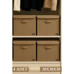 PH Prendi Home 4’lü Bej Kapaklı Kumaş Dolap İçi Düzenleyici Kutu - 30x30x30 cm Katlanabilir Saklama Kutusu