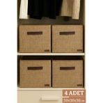 PH Prendi Home 4’lü Jüt Kumaş Dolap İçi Düzenleyici Kutu - 30x30x30 cm Katlanabilir Çok Amaçlı Saklama Kutusu