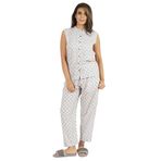 Phagun Baskılı Suni İpek Kolsuz Beyaz 2 Kadın Pijama Seti