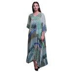 Phagun Baykuş Orman Uzun Plaj Kaftan Bikini Örtü Maksi Açık Sarı Kadın Elbise