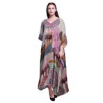 Phagun Büyük Beden Kaftan Yaz Kıyafeti Plaj Örtüsü Kimono Maksi Açık Pembe Kadın Elbise