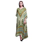 Phagun Büyük Beden Kaftan Yaz Kıyafeti Plaj Örtüsü Kimono Maksi Açık Sarı Kadın Elbise