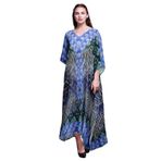 Phagun Büyük Beden Kaftan Yaz Kıyafeti Plaj Örtüsü Kimono Maksi Lavanta Mavisi Kadın Elbise