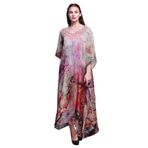 Phagun Büyük Beden Kaftan Yaz Kıyafeti Plaj Örtüsü Kimono Maksi Pembe Somon Kadın Elbise