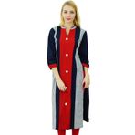Phagun Çizgili Kurta 3/4 Kol Pamuk Etnik Tasarımcı Kurti Çok Renkli Kadın Elbise