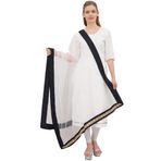 Phagun Hintli Kadın Net Dupatta Wrap Hizab Atma Şal Stola, siyah beyaz, 80 x 42 Zoll