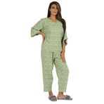 Phagun Kadın Ev Giyimi 2 Parça Pijama Takımı Pijama Üst ve Pijama Asya Gecelik, Açık Yeşil, M