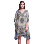 Phagun Kaftan Tatil Ev Kıyafeti Midi Plaj Örtüsü Bej Kadın Elbise