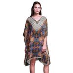 Phagun Kaftan Tatil Ev Kıyafeti Midi Plaj Örtüsü Şeker Kırmızısı Kadın Elbise