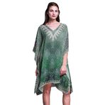 Phagun Kısa Plaj Kaftan Bikini Örtü Midi Yeşil Kadın Elbise