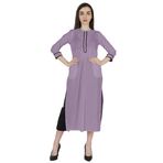 Phagun Kurti Günlük Uzun 3/4 Kollu Tasarımcı Boyun Etnik Kurta Menekşe Kadın Elbise