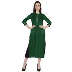 Phagun Kurti Günlük Uzun 3/4 Kollu Tasarımcı Boyun Etnik Kurta Yeşil Kadın Elbise