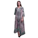 Phagun Paisley Etnik Uzun Plaj Kaftan Bikini Örtü Maksi Soluk Pembe Kadın Elbise